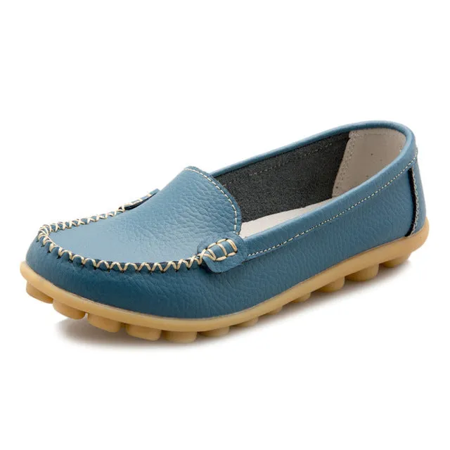 2017 New Leather Women Flats Moccasins Loafers Wild Driving women Casual Shoes Leisure Concise Flat In 7 Colors 918W