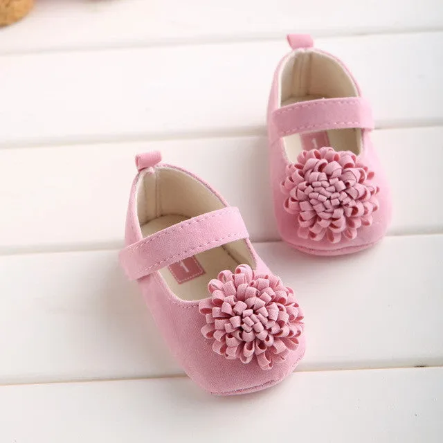 4 Colors Newborn Baby Prewalker Soft Bottom Anti-slip Shoes Footwear Classic Princess Girl Crib Mary Jane floral Shoes