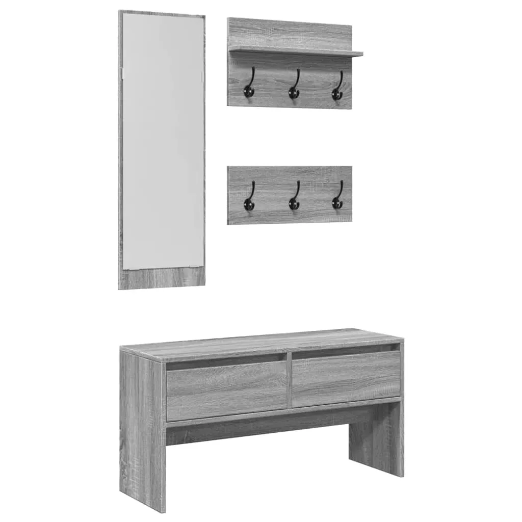 4 Piece Hallway Furniture Set Grey Sonoma Engineered Wood