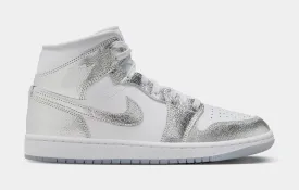 Air Jordan 1 Mid SE Womens Lifestyle Shoes (White/Metallic Silver/Wolf Grey)