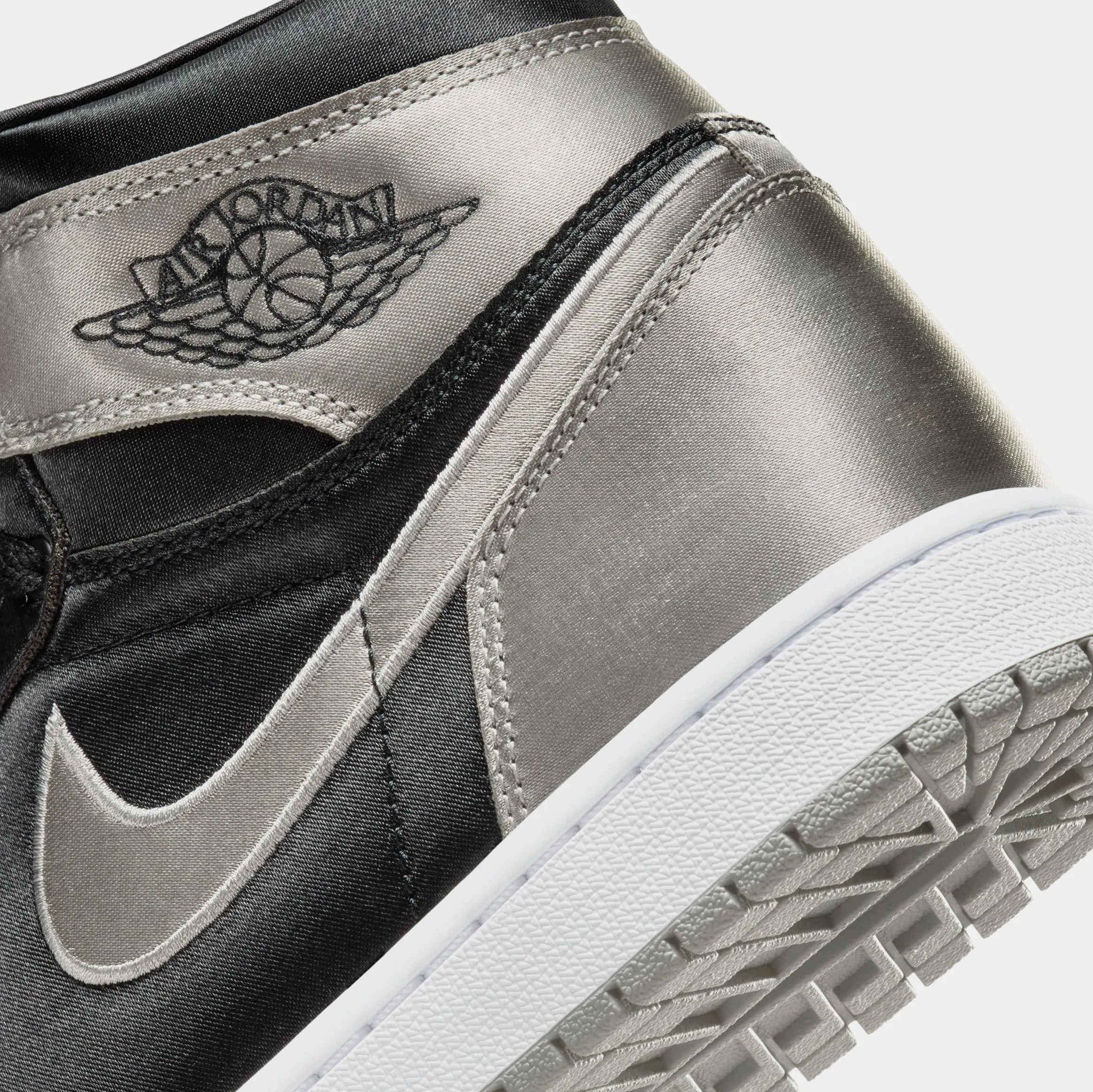 Air Jordan 1 Retro High OG Satin Shadow Womens Lifestyle Shoes (Black/Medium Grey/White)