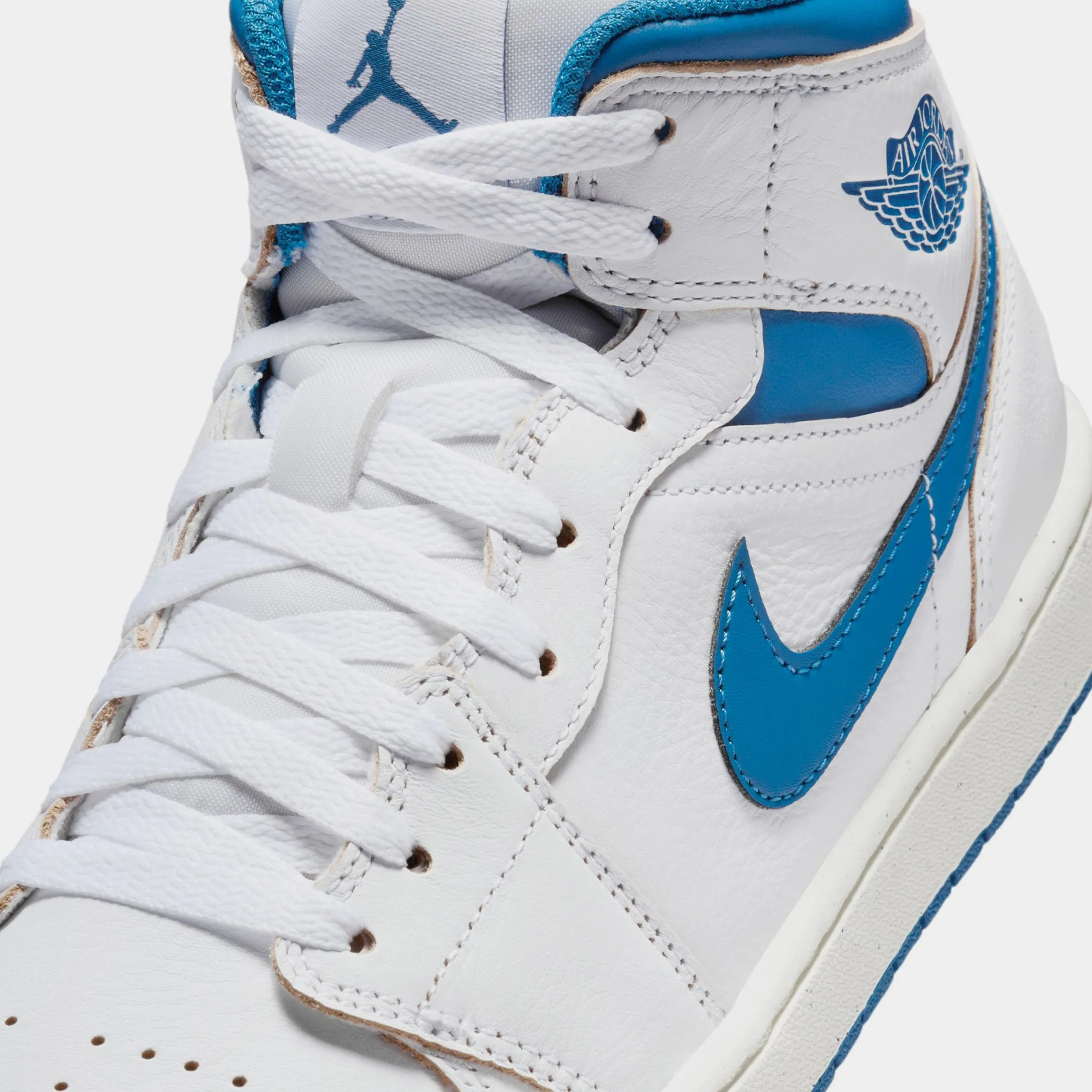 Air Jordan 1 Retro Mid SE Industrial Blue Mens Lifestyle Shoes (White/Industrial Blue/Sail)