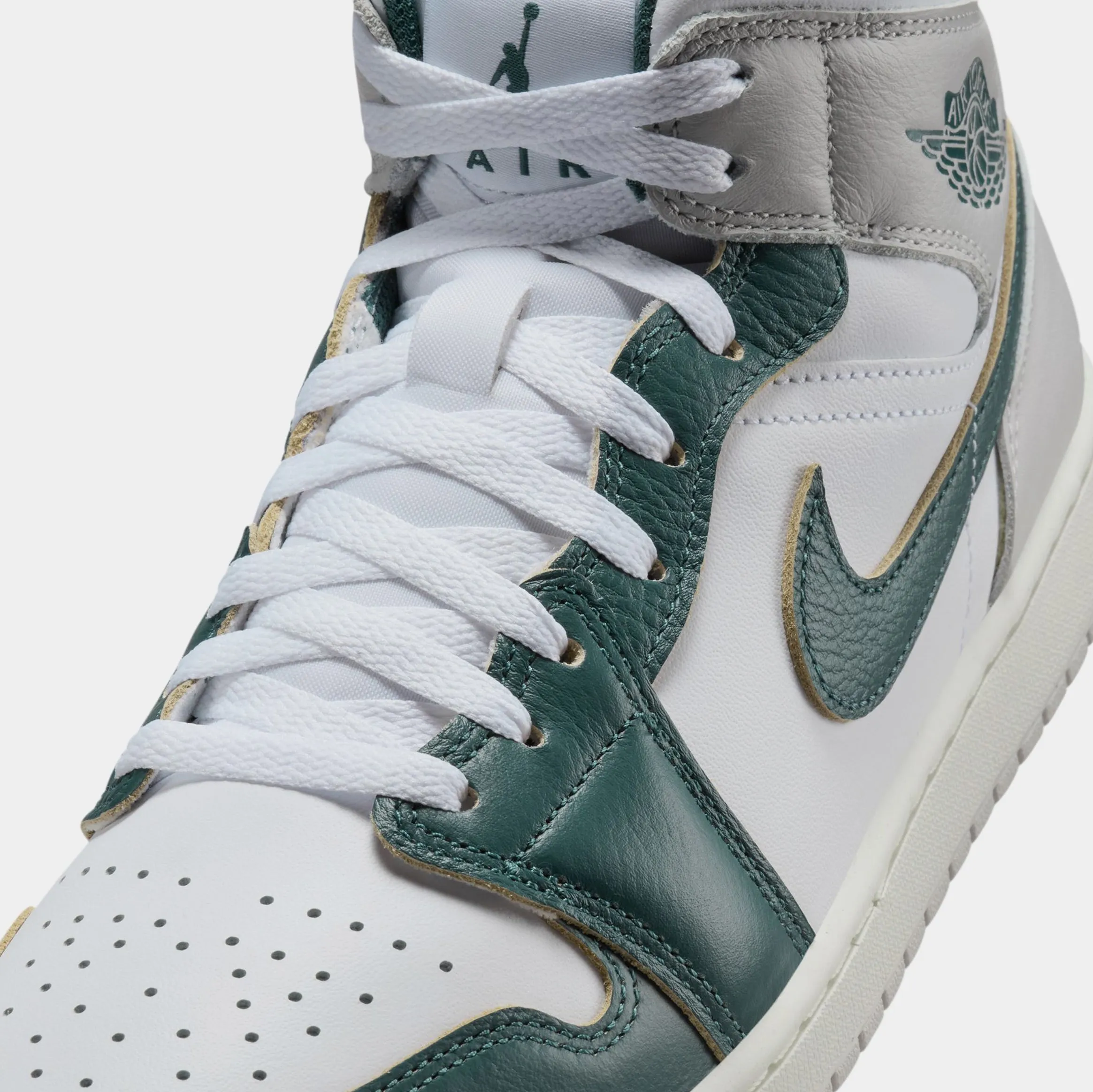 Air Jordan 1 Retro Mid SE Mens Basketball Shoes (White/Oxidized Green/Sail)