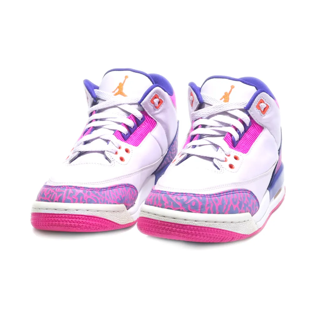 Air Jordan 3 Retro High-Top Sneakers Leather Purple Colour For Women