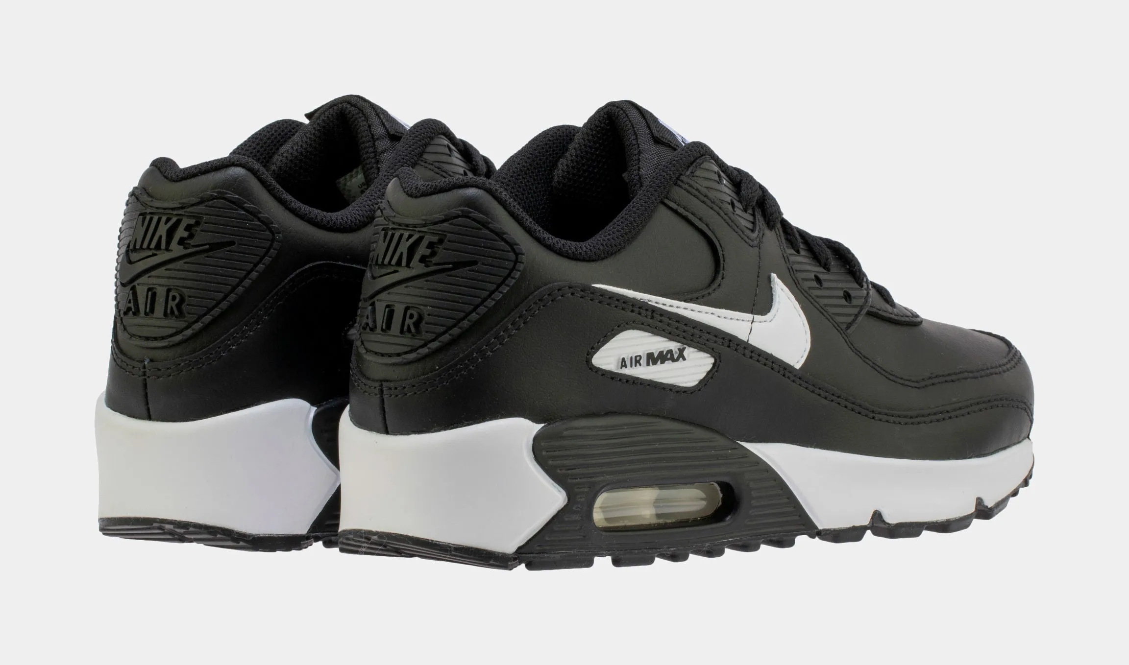 Air Max 90 365 Leather Grade School Running Shoes (Black)