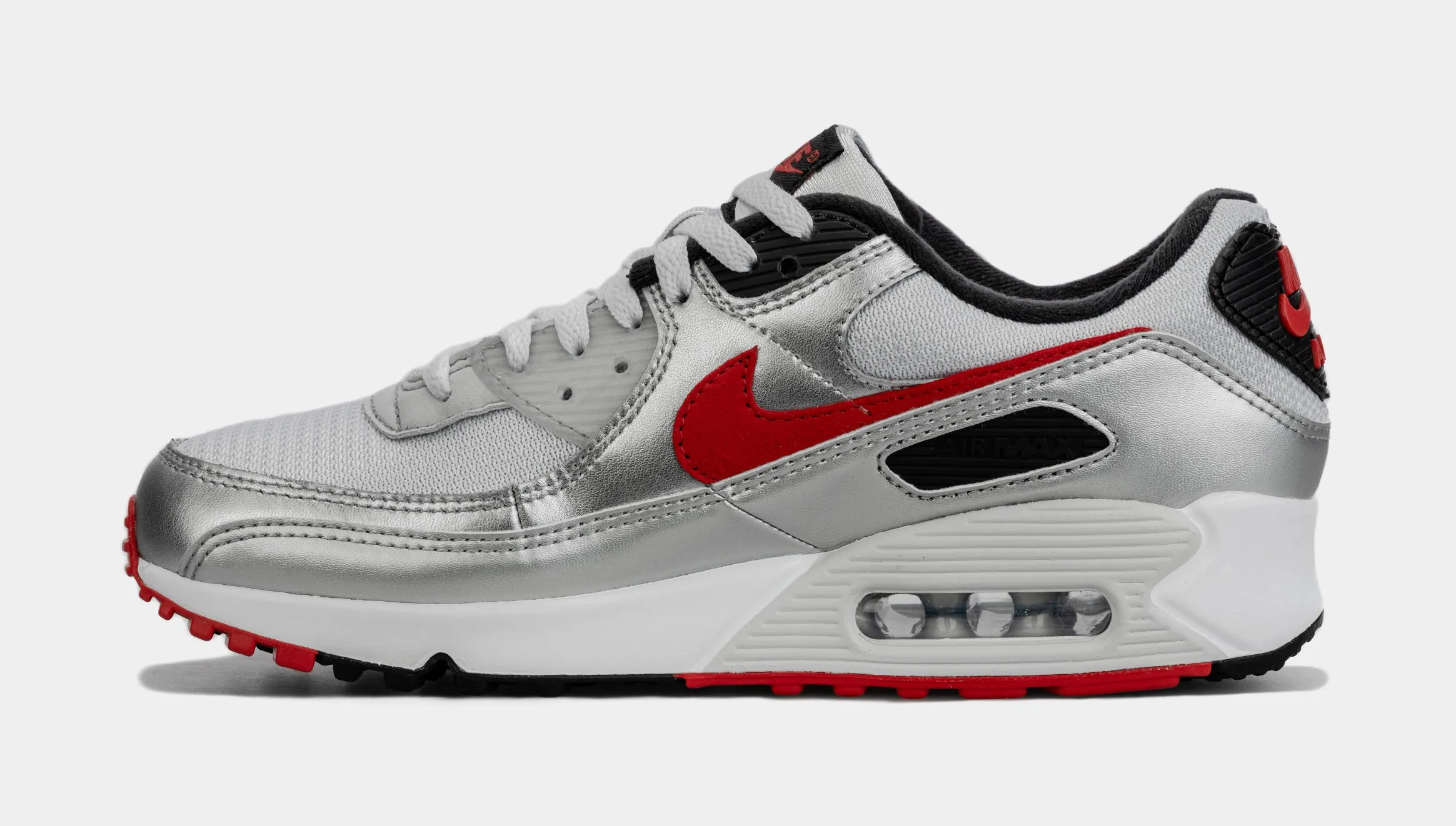 Air Max 90 Icons Mens Lifestyle Shoes (Silver/Red)