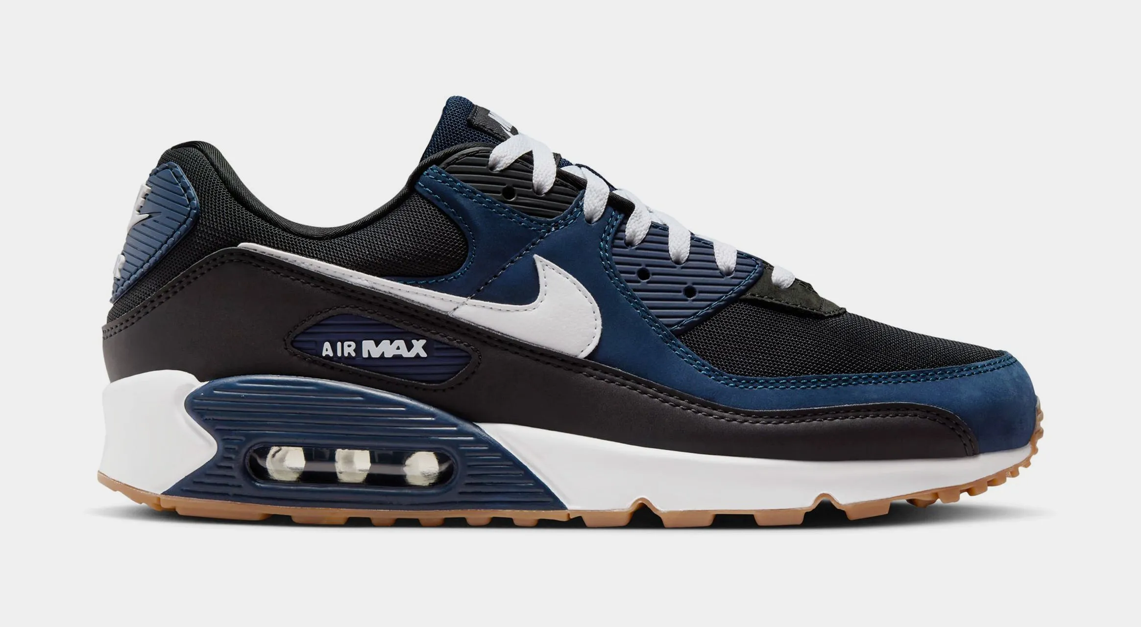 Air Max 90 Mens Running Shoes (Midnight Navy/Gum)