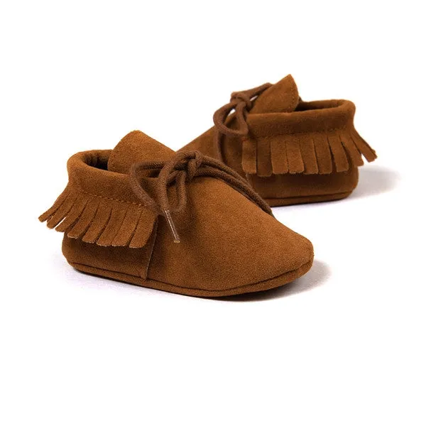 Baby Moccasins Soft Moccs Fashion Bebe Fringe Soft Soled Non-slip Footwear Crib Shoes New PU Suede Leather Newborn