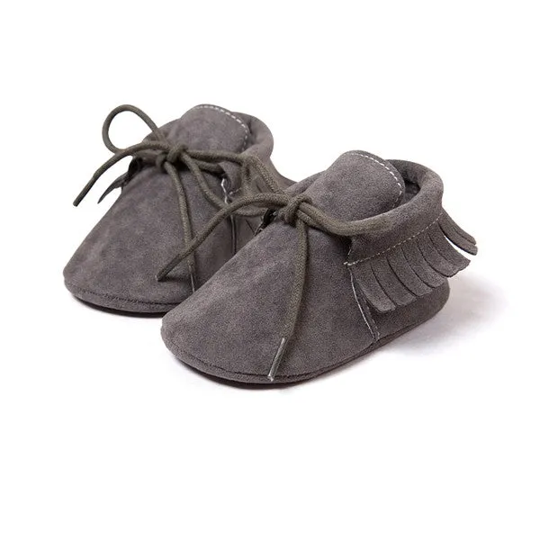 Baby Moccasins Soft Moccs Fashion Bebe Fringe Soft Soled Non-slip Footwear Crib Shoes New PU Suede Leather Newborn