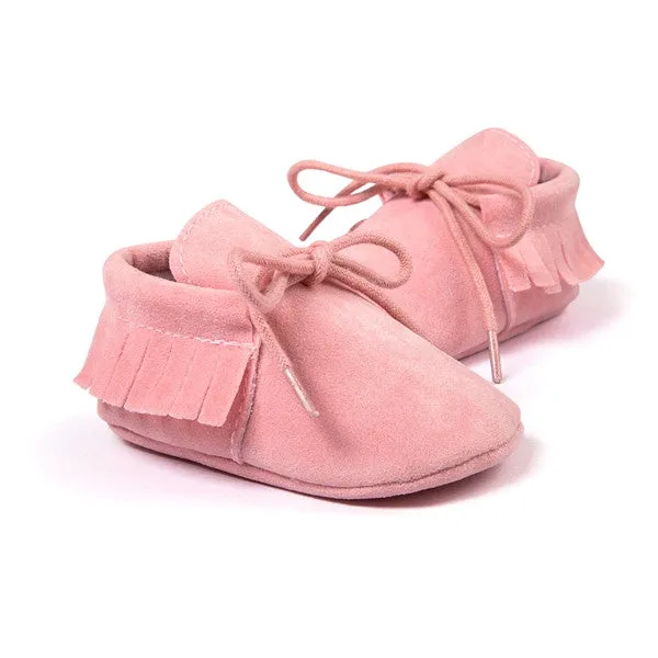 Baby Moccasins Soft Moccs Fashion Bebe Fringe Soft Soled Non-slip Footwear Crib Shoes New PU Suede Leather Newborn