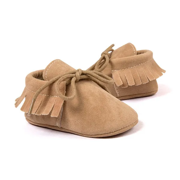 Baby Moccasins Soft Moccs Fashion Bebe Fringe Soft Soled Non-slip Footwear Crib Shoes New PU Suede Leather Newborn