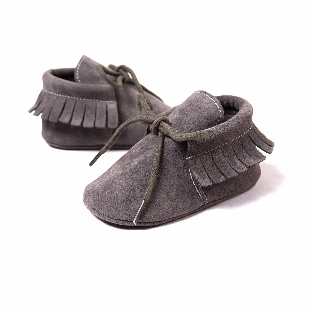 Baby Moccasins Soft Moccs Fashion Bebe Fringe Soft Soled Non-slip Footwear Crib Shoes New PU Suede Leather Newborn