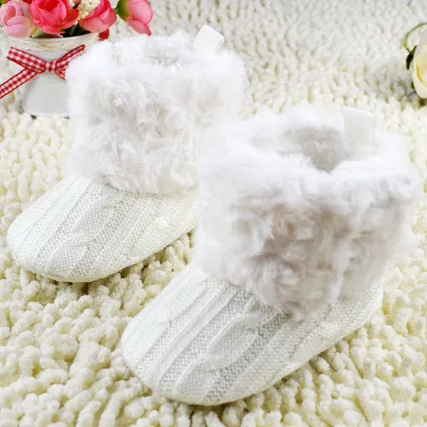 Baby Shoes Infants Crochet Knit Fleece Boots Toddler Girl Boy Wool Snow Crib Shoes Winter Booties