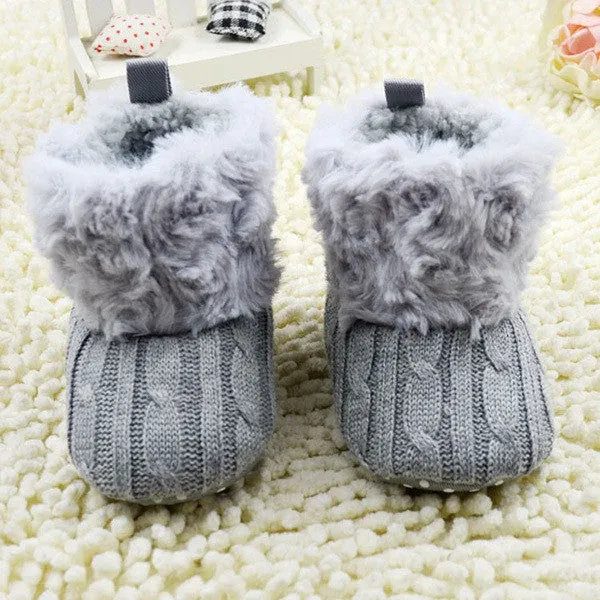 Baby Shoes Infants Crochet Knit Fleece Boots Toddler Girl Boy Wool Snow Crib Shoes Winter Booties