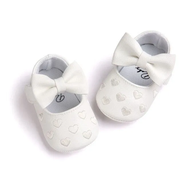 Baby Shoes Toddler Girl Crib First Walker Newborn Bow Band Shallow Soft Sole Prewalker 0-18 M