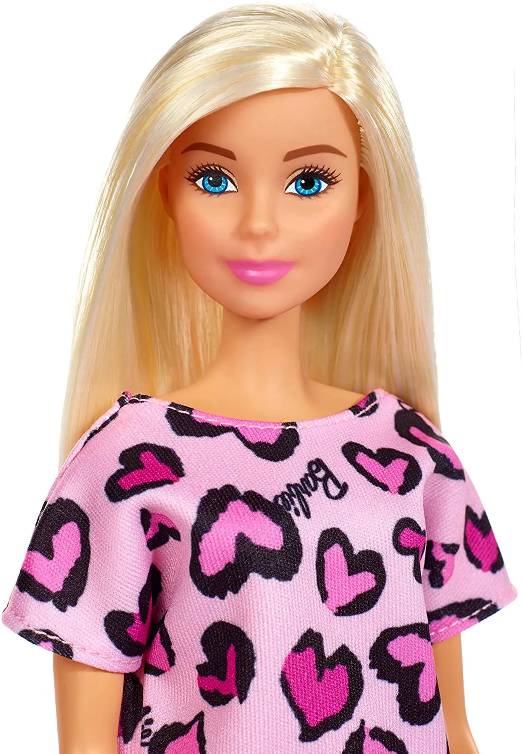 Barbie Doll Blonde Wearing Pink Heart Print Dress