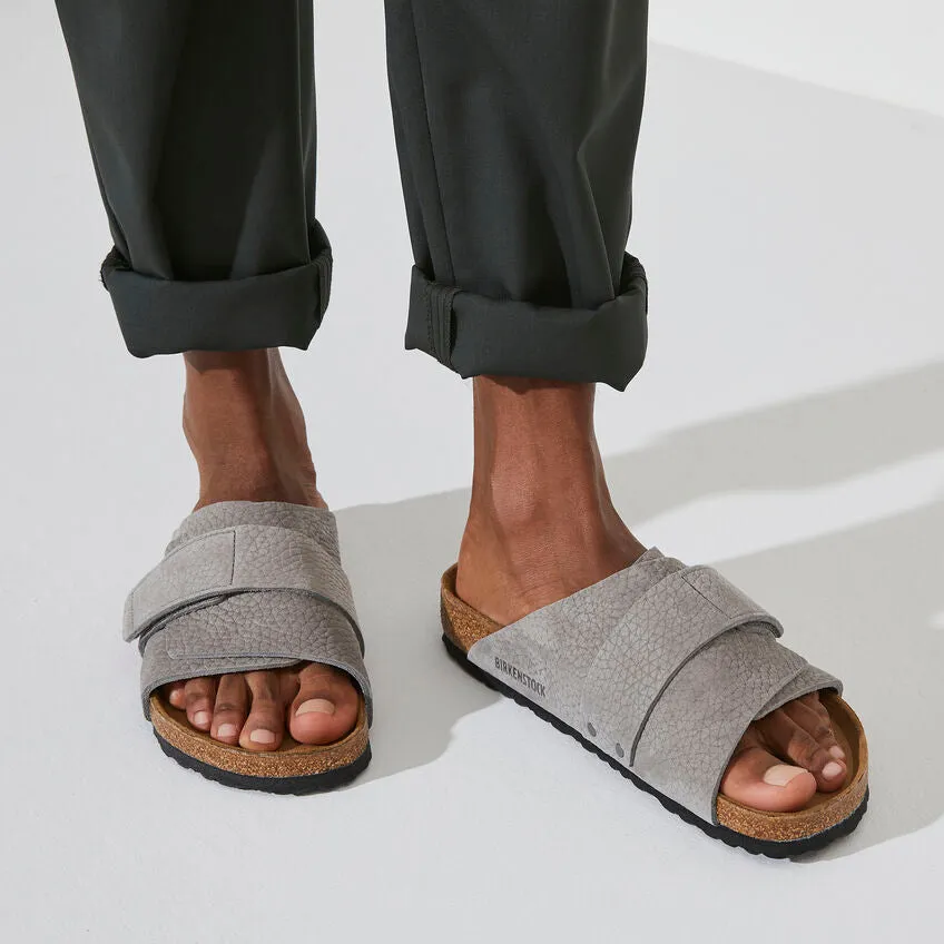 Birkenstock Kyoto Men's Nubuck Leather  in Grey Whale & Black