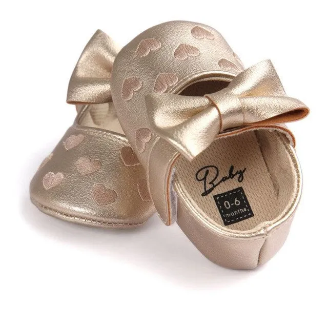 Bow Fringe Soft Soled Non-slip Footwear Crib Shoes PU Leather Newborn Baby Boy Girl Baby Moccasins Soft Moccs Shoes