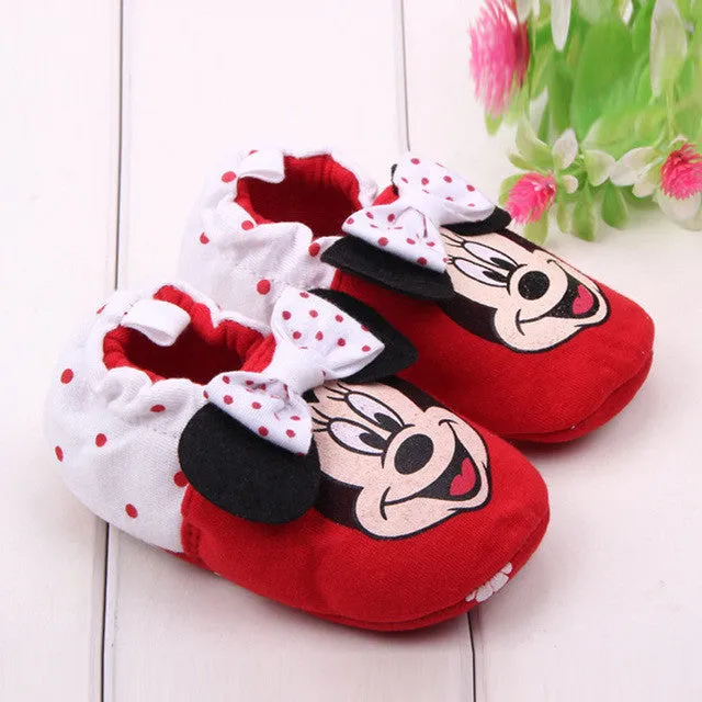 Brand Baby Girl Shoes Cartoon Minnie Loafers Newborn Crib Shoes Infant Toddler Slippers Unisex Casual Prewalker Fashion Footwear