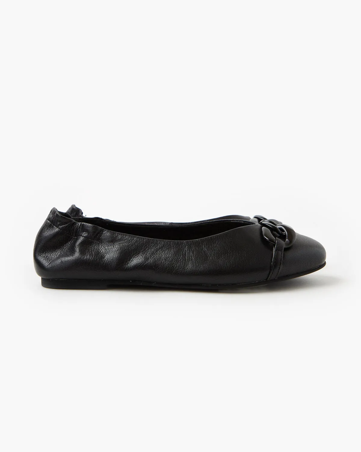 Bridget Leather Ballet - Black