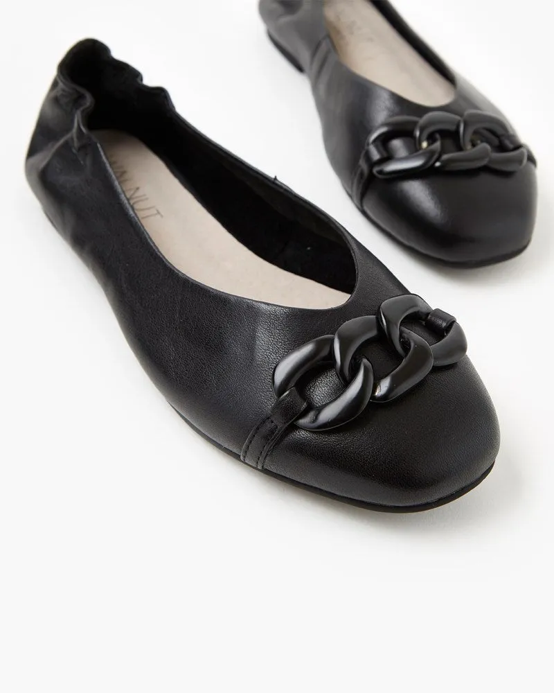 Bridget Leather Ballet - Black