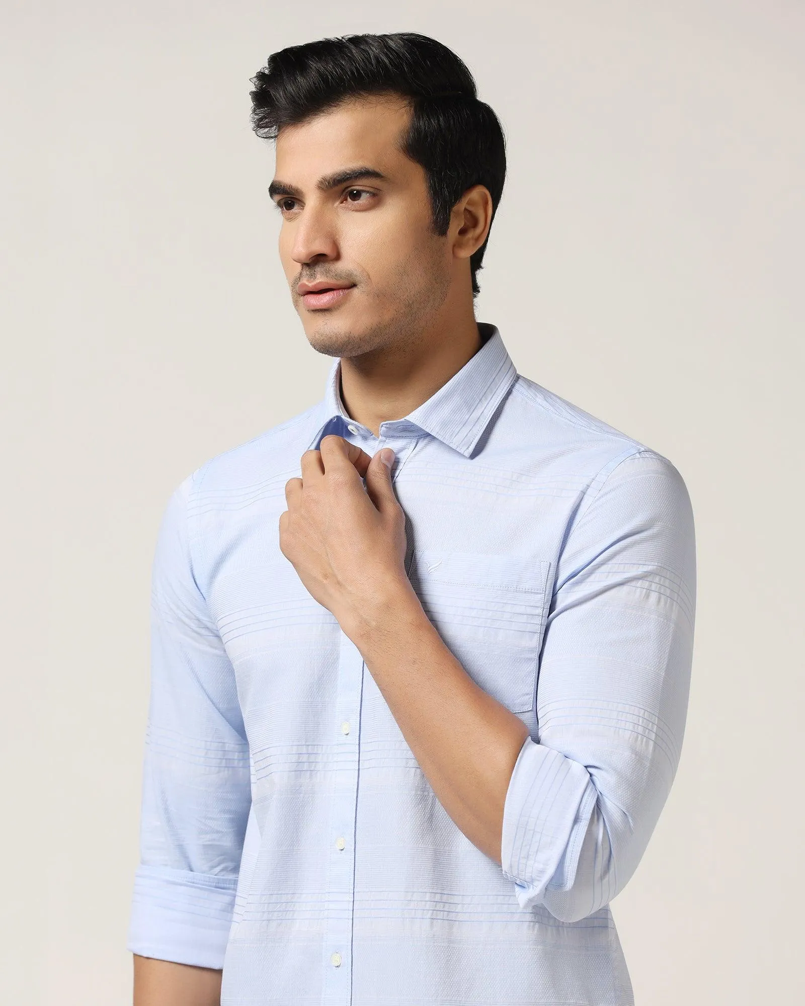 Casual Blue Textured Shirt - Newton