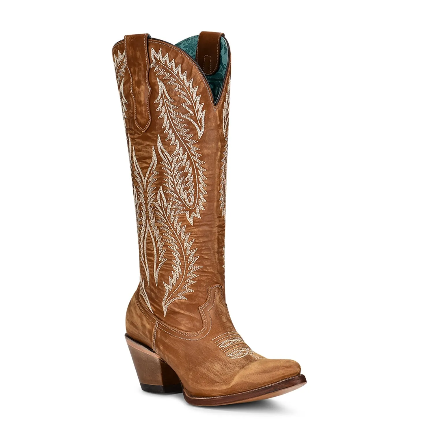 Corral Urban Womens Golden Embroidery Cowboy Boots Leather Tan