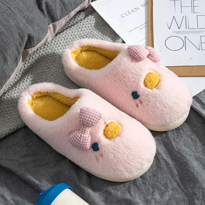 Cotton slippers late winter interior home month shoes bag head warm soft bottom non-slip cartoon plush slippers female