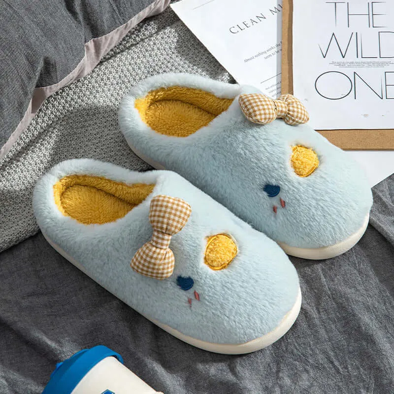 Cotton slippers late winter interior home month shoes bag head warm soft bottom non-slip cartoon plush slippers female