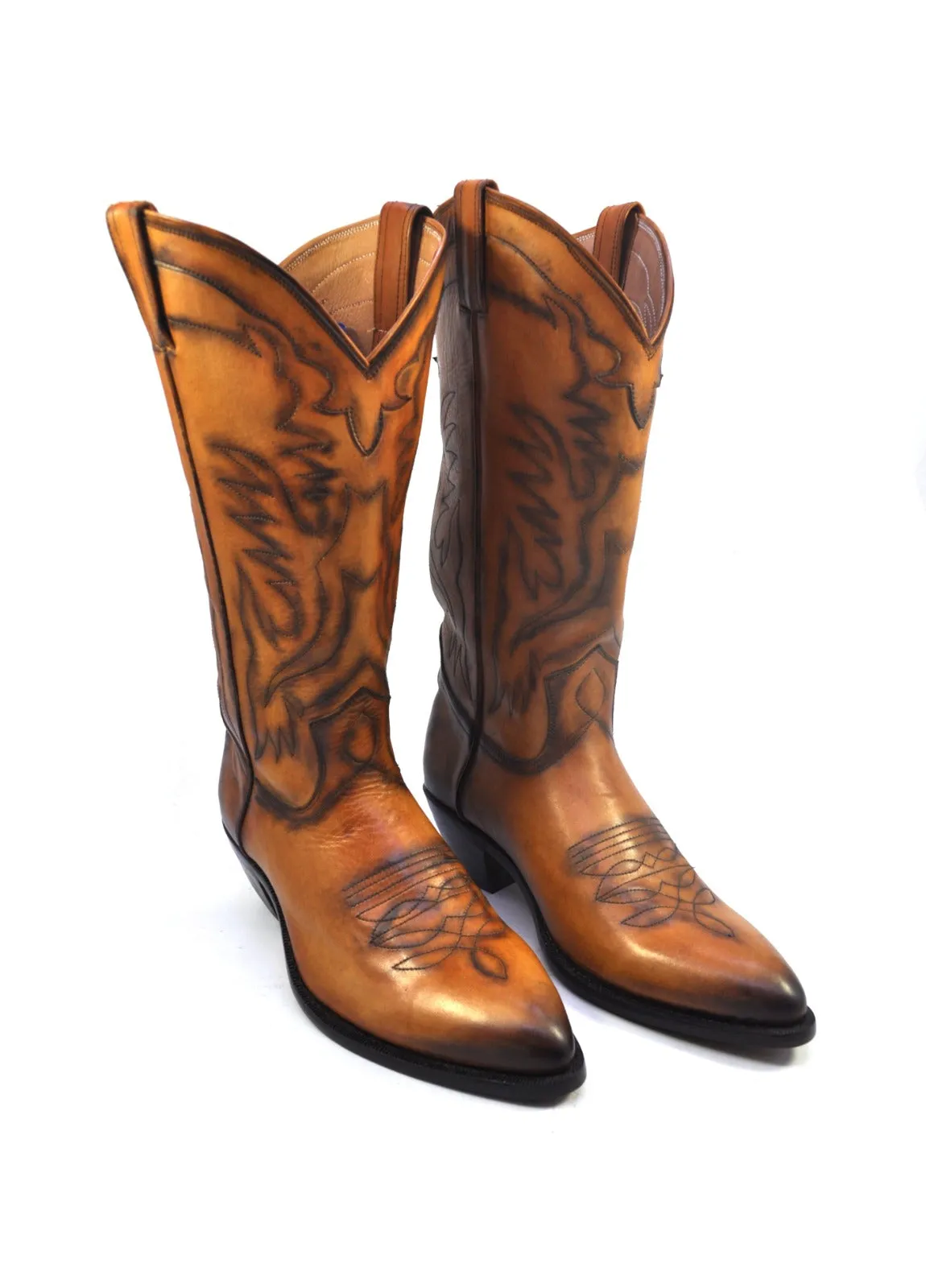 Cowboy Boots - Tan Leather