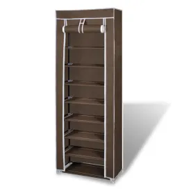 Fabric Shoe Cabinet with Cover 162 x 57 x 29 cm Brown