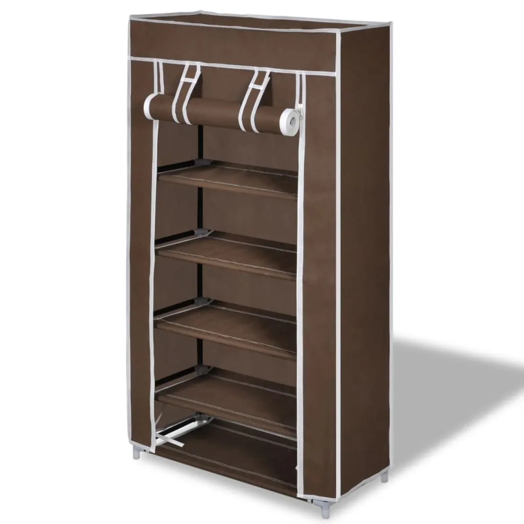 Fabric Shoe Cabinet with Cover 58 x 28 x 106 cm Brown