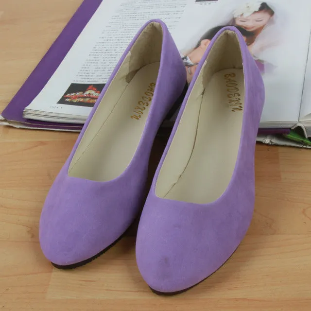 Fashion trend simple sweet classic candy colors women new fashion casual high-end flock flats boat cute girls flats office shoes