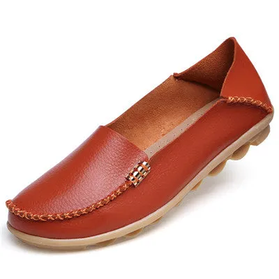 Fashion Women Ballet Flats Genuine Leather Loafers Summer Women Casual Shoes Flat Comfortable Slip On Moccasins Zapatos Mujer