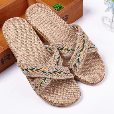 Hemp Men's Shoes House Bedroom Bathroom Indoor Slippers Slides For  Spring Summer Indoor Non-slip Women Flats Pasoataques Brand