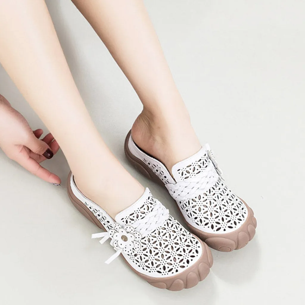 Leather Casual Flat Women's Shoes Sandals | Gift Shoes