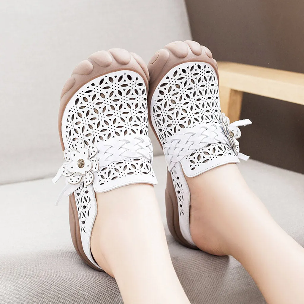 Leather Casual Flat Women's Shoes Sandals | Gift Shoes