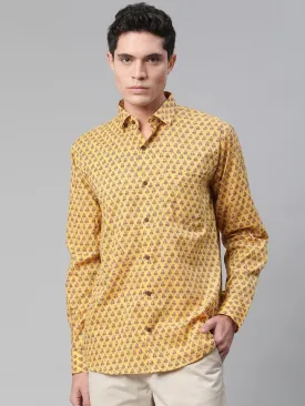 Millennial Men Mustard & Pink Cotton  Full Sleeve  Shirt For Men-Mmf0282