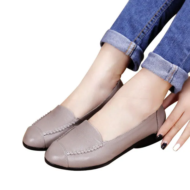 MUYANG MIE MIE Spring And Autumn Women Flats 2017 Fashion Genuine Leather Flat Shoes Woman Soft Casual Loafers Women Shoes