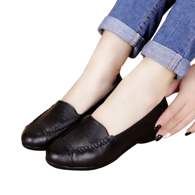 MUYANG MIE MIE Spring And Autumn Women Flats 2017 Fashion Genuine Leather Flat Shoes Woman Soft Casual Loafers Women Shoes