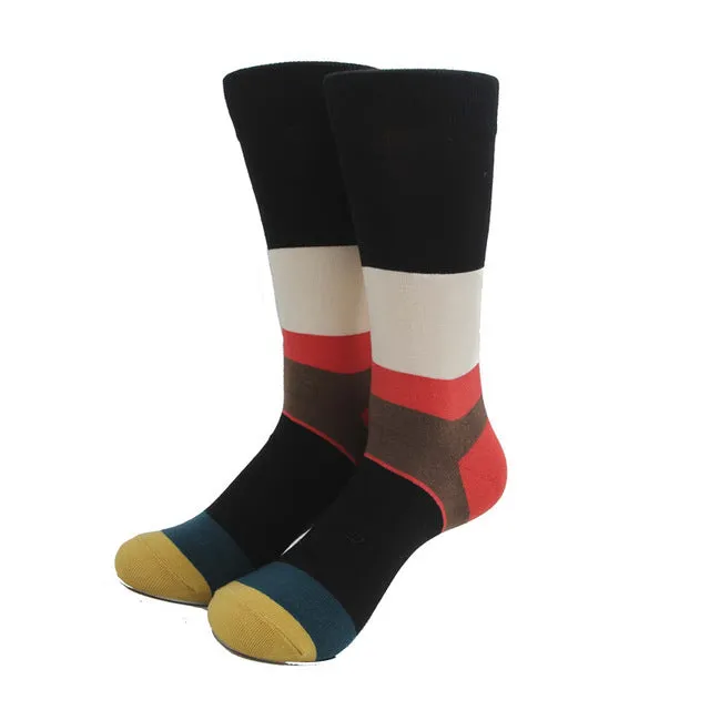 MYORED Fashion Colorful Socks Men Hit Color argyle Stripes big dot Jacquard filled optic combed Cotton Male Sock wedding gift