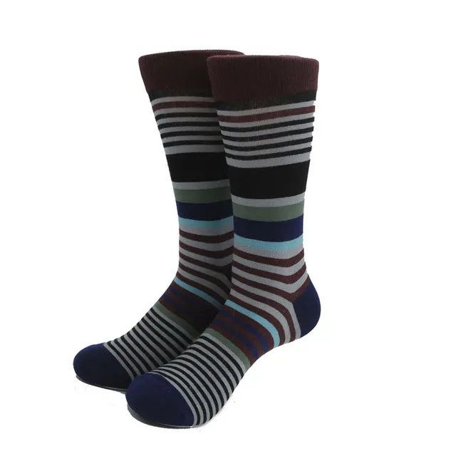 MYORED Fashion Colorful Socks Men Hit Color argyle Stripes big dot Jacquard filled optic combed Cotton Male Sock wedding gift