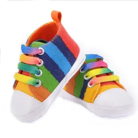 New Kids Baby Unisex Soft Bottom Crib Shoes Casual Laces Sneaker Prewalker 0-18M L07