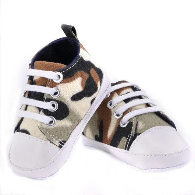 New Kids Baby Unisex Soft Bottom Crib Shoes Casual Laces Sneaker Prewalker 0-18M L07