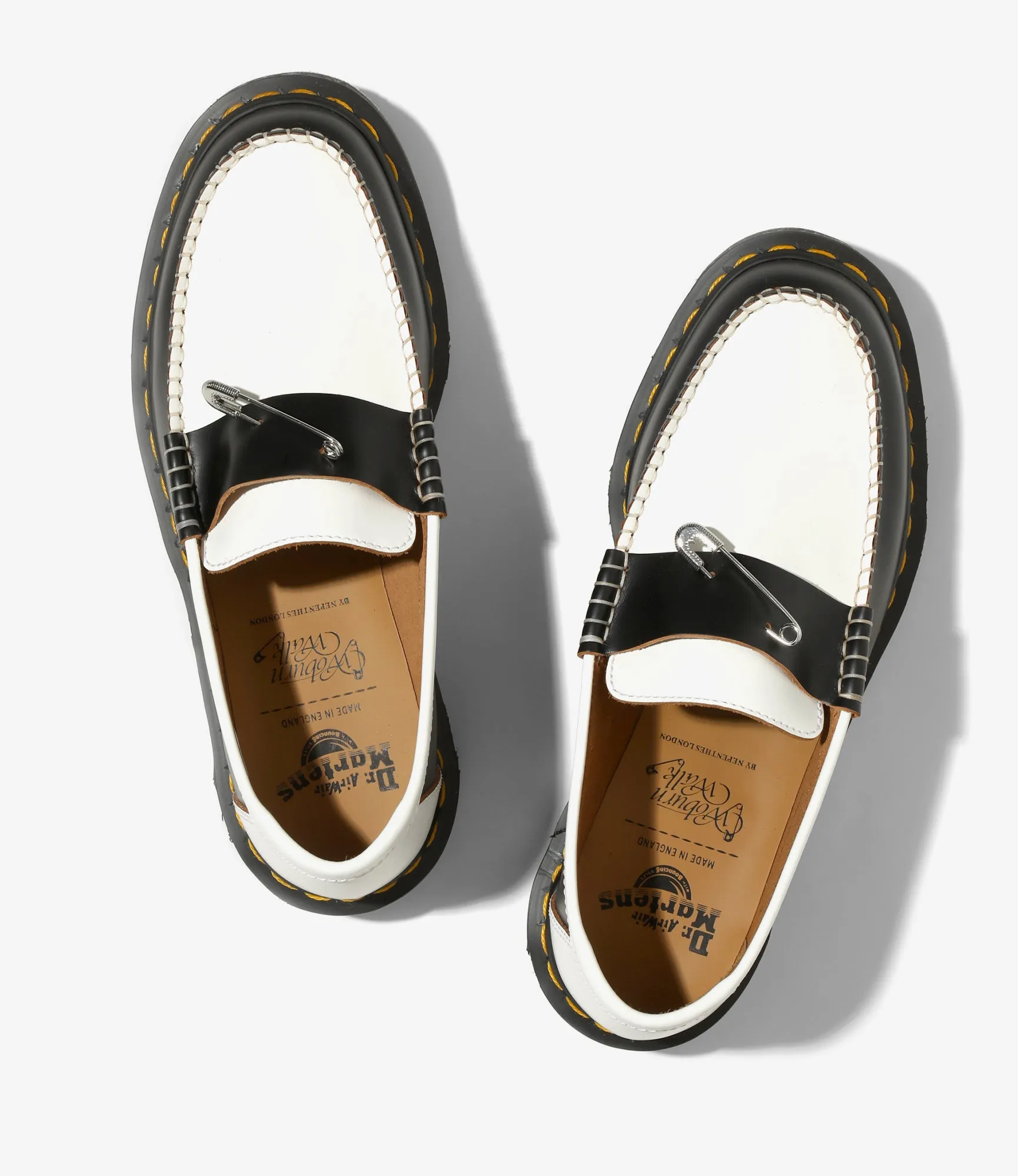 Pinned Penton Loafer – Black/White Quilon Leather