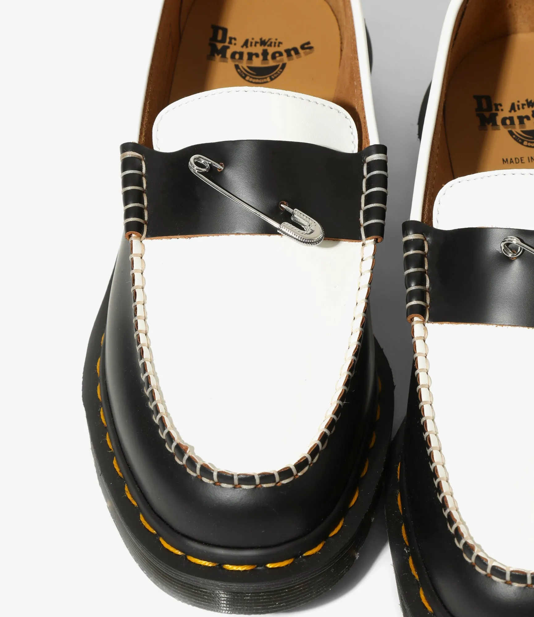 Pinned Penton Loafer – Black/White Quilon Leather