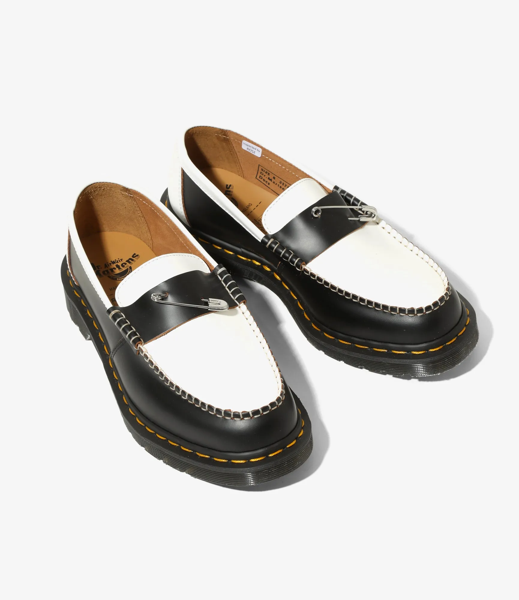 Pinned Penton Loafer – Black/White Quilon Leather