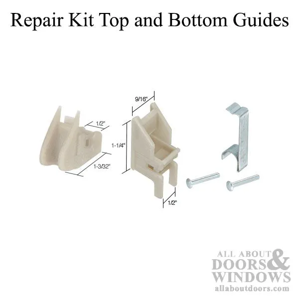 Repair Kit. 1 top guide, 1 bottom guides, 2 rivets, 1 take-out clip,