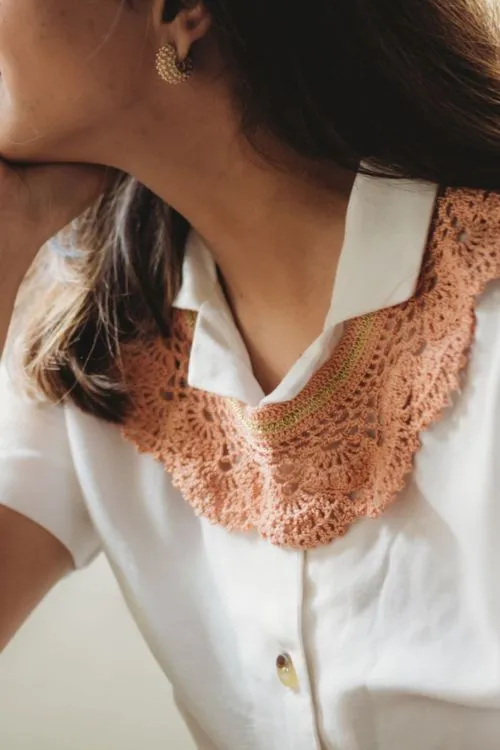 Samoolam Handmade Lace Collar Necklace ~ Peach