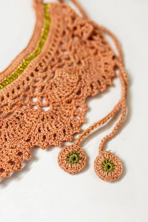 Samoolam Handmade Lace Collar Necklace ~ Peach